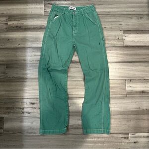 S.O.N.G.  Green Cargo Carpenter Pants Womens 5/27 Utility Style High Rise